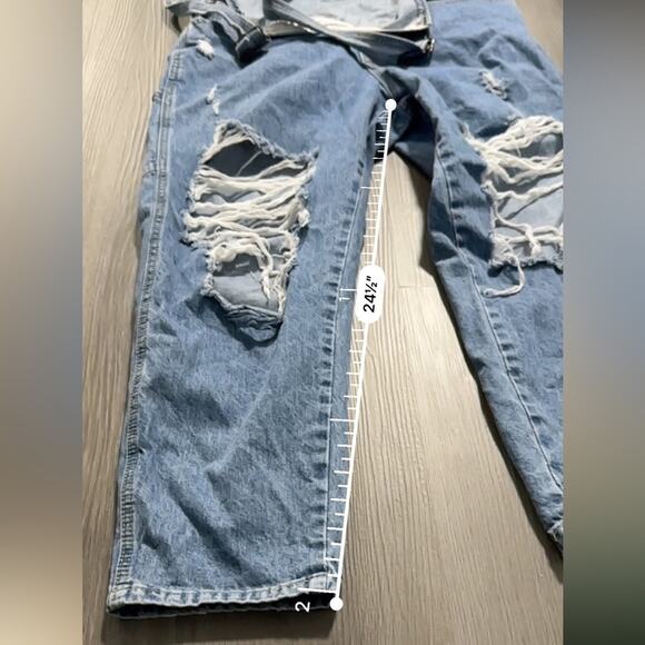 Carmar Denim Medium Wash Distressed Cropped Straight Leg Overalls Size‎ S - Picture 12 of 12